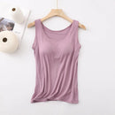 Women's Vest Tops with Bra U-Neck Vest with Padded Bra Slim Fit Tank Tops Sexy Shirts Feminino Casual Slimming Vest Tops