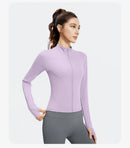 Outdoor Sports Jacket Running Fitness Long Sleeved Women Slim Yoga Clothes Quick Dry Zipper Cardigan Stand Up Collar Skinny Coat