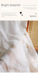 Pure White Shiny Silver Wire Stripe Tulle，Curtains for Living Room， Modern Simple Window Screen Bedroom Voile Blinds for windows