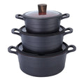 DONNOR 15pcs/6pcs Cookware Set Wave Style Granite Non-stick Frying Pan Soup Pot with Lid Composite Bottom Induction Cooker Safe