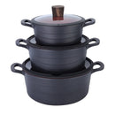 DONNOR 15pcs/6pcs Cookware Set Wave Style Granite Non-stick Frying Pan Soup Pot with Lid Composite Bottom Induction Cooker Safe