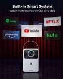 TOPTRO Portable Projector Full HD 1080P Support 400ANSI Android 9.0 Projector Auto Keystone & Electric Focus Built-in Battery