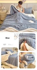 Thickened Coral Fleece Bed Blankets for Winter Warm Soft Imitation Lambs Wool Jacquard Blankets for Bedroom Sleeping Sofa Throw
