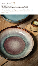 9-inch Irregular Ceramic Dishes Vintage Pasta Dish Ceramic Dishes Household Salad Plate Kitchen Soup Plate Ceramic Dishes