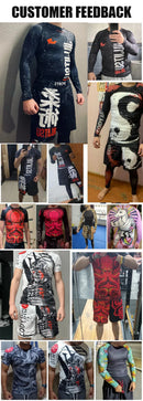 MMA Compression Fitness Wear Men Jiu Jitsu Rashguard Sportsuit Muay Thai MMA Shorts Rash Guard Boxing Shirts Bjj Gym Clothing