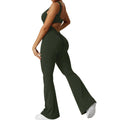 Women's Fitness Flared Bodysuit Sexy Backless Fitness Tight Waistband Hipless Yoga Bodysuit V Back Waistband Hip Lift