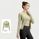 Outdoor Sports Jacket Running Fitness Long Sleeved Women Slim Yoga Clothes Quick Dry Zipper Cardigan Stand Up Collar Skinny Coat