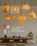 Japanese Bamboo Chandelier Chinese Style Rattan Woven Hanging Light Ceiling Lamp for Home Cafe Bar Decorate Restaurant Lighting