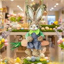 Easter Bunny on Swing Handmade Woven Grass Rabbit Creative Figurine Home Decor Hanging Ornament Forest Theme Gift Souvenir