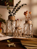 Rustic Hanging Glass Vase Rope Net Dry Flower Glass Vase with Art Hemp Rope  Home Transparent Living Room Decor Table Decoration