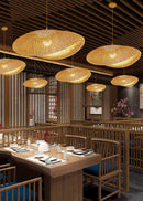Japanese Bamboo Chandelier Chinese Style Rattan Woven Hanging Light Ceiling Lamp for Home Cafe Bar Decorate Restaurant Lighting