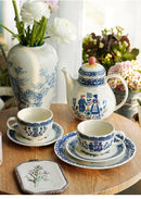 Vintage ceramic coffee cups and plates, English romantic dining plates, teapot cups and plates set, exquisite afternoon tea cups