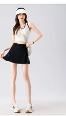 BIVIGAOS Summer Double Stripe Sport Tennis Short Skirts Women Fake Two Piece Stretch Running Fitness Golf A-line Yoga Mini Skirt