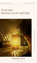 Simple Bamboo Woven Table Lamp Warm Bedroom Study Bedside Art Decorative Desktop Lighting