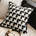 French Retro Waist Cushion Cover 45x45 Bow Embroidery Black and White Striped Throw Pillow Case Living Room Bed Sofa Home Decor