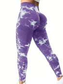 Legging Tie Dye Feminina – Cintura Alta, Efeito Levanta Bumbum, Compressão Abdominal e Design Seamless para Treinos