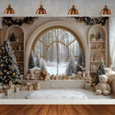 Winter Christmas Tree Photography Backdrop Snowman Giftbox Family Xmas Eve Party Decor Fireplace New Year Background Props