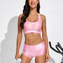 new women's sports shorts set high waist yoga peach hip tight running fitness two piece sets womens outifits