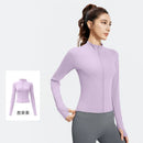 Outdoor Sports Jacket Running Fitness Long Sleeved Women Slim Yoga Clothes Quick Dry Zipper Cardigan Stand Up Collar Skinny Coat