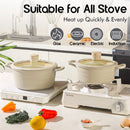 DONNOR 15pcs/6pcs Cookware Set Wave Style Granite Non-stick Frying Pan Soup Pot with Lid Composite Bottom Induction Cooker Safe