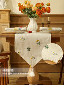 Coffee Table Decoration Perfect for Cafes Wedding Decor  Table Runner Luxury Embroidered Flower Soft Linen/Polyester Washable