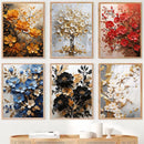 Golden Blossom Tree Orange Pink Flower Bouquet Canvas Painting Print Poster Wall Art Picture for Living Room Home Decoration