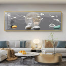 Chinese Style Golden Leaves Deer Canvas Painting Feathers Wall Art Feng Shui Mountain Posters and Prints Living Room No Frame