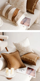 30x50/45x45CM Light Luxury Throw Pillow Cover Brown French Stamping Waist Cushion Cover Decor Home Decorative Pillowcase