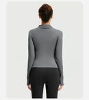Outdoor Sports Jacket Running Fitness Long Sleeved Women Slim Yoga Clothes Quick Dry Zipper Cardigan Stand Up Collar Skinny Coat