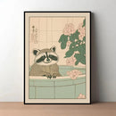 Japanese Bathroom Art Poster Cute Animals in Bathtub Canvas Printed Decorative Painting, Used for Bathroom Decoration, Frameless