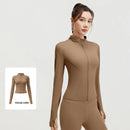 Outdoor Sports Jacket Running Fitness Long Sleeved Women Slim Yoga Clothes Quick Dry Zipper Cardigan Stand Up Collar Skinny Coat