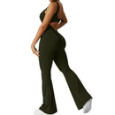 Women's Fitness Flared Bodysuit Sexy Backless Fitness Tight Waistband Hipless Yoga Bodysuit V Back Waistband Hip Lift