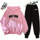 2025 New Women's Matching Set Hooded Sweatshirt and Jogger Pants Casual Streetwear Outfit Fall Winter Lounge Female Wear Hoodie