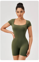 Women Summer Gym Workout jumpsuit One-Piece Short Yoga Clothes Push Up Workout Clothes Fitness Sports Bodysuit Yoga Suit