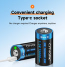 CITYORK 1.5V D Size Battery USB Rechargeable Li-ion Batteries D Lipo R20 LR20 Battery for Gas Stove RC Camera Drone Accessories