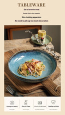 9-inch Irregular Ceramic Dishes Vintage Pasta Dish Ceramic Dishes Household Salad Plate Kitchen Soup Plate Ceramic Dishes