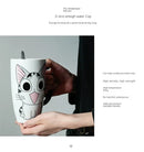600ml Cute Cat Ceramics Coffee Mug with Lid Large Capacity Animal Mugs Creative Drinkware Coffee Tea Cups Novelty Gifts Milk Cup