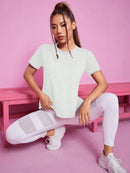 Yoga outfit women's summer sports T-shirt loose breathable quick drying top mesh back training fitness short sleeved
