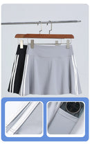 BIVIGAOS Summer Double Stripe Sport Tennis Short Skirts Women Fake Two Piece Stretch Running Fitness Golf A-line Yoga Mini Skirt