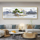 Chinese Style Golden Leaves Deer Canvas Painting Feathers Wall Art Feng Shui Mountain Posters and Prints Living Room No Frame