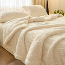Thickened Warm Coral Fleece Blanket Soft Cozy Striped Pattern Throw Blankets for Sofa Bed Autumn Winter Plush Duvets Blankets