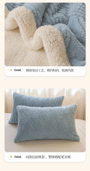 Thickened Warm Coral Fleece Blanket Soft Cozy Striped Pattern Throw Blankets for Sofa Bed Autumn Winter Plush Duvets Blankets