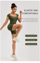 Women Summer Gym Workout jumpsuit One-Piece Short Yoga Clothes Push Up Workout Clothes Fitness Sports Bodysuit Yoga Suit
