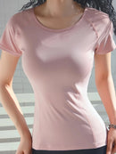 Sports T-shirt women summer breathable sexy beauty back fitness wear quick dry running training short sleeve yoga top