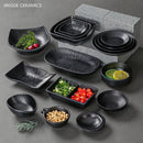 Modern Dinner Set Plates and Dishes Not Easily Broken Melamine Plate Black Cutlery Soy Sauce Dish Kitchen Hotel Tableware