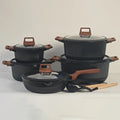 DONNOR 15Pcs/set Non-stick Soup Pots Vertical Lines Stew Pot Die Casting Composite Bottom Cooking Pots Set Stoves Universal