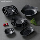 Modern Dinner Set Plates and Dishes Not Easily Broken Melamine Plate Black Cutlery Soy Sauce Dish Kitchen Hotel Tableware