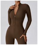 Women's Jumpsuits One-Piece Suit Zipper Long Sleeved Yoga Set Gym Push Up Workout Clothes Fitness Bodysuit Sportswear Tracksuit