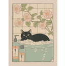Japanese Bathroom Art Poster Cute Animals in Bathtub Canvas Printed Decorative Painting, Used for Bathroom Decoration, Frameless