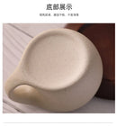 Ceramic coffee cup and saucer set retro latte American coffee cup wooden coasters tea cups spoon flower cups.